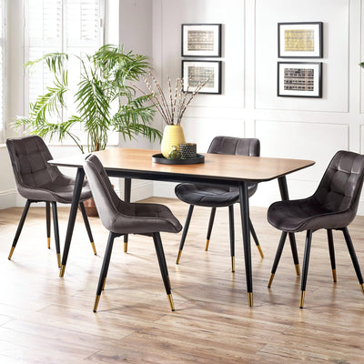 Findlay Rectangular Dining Table - Walnut & Black