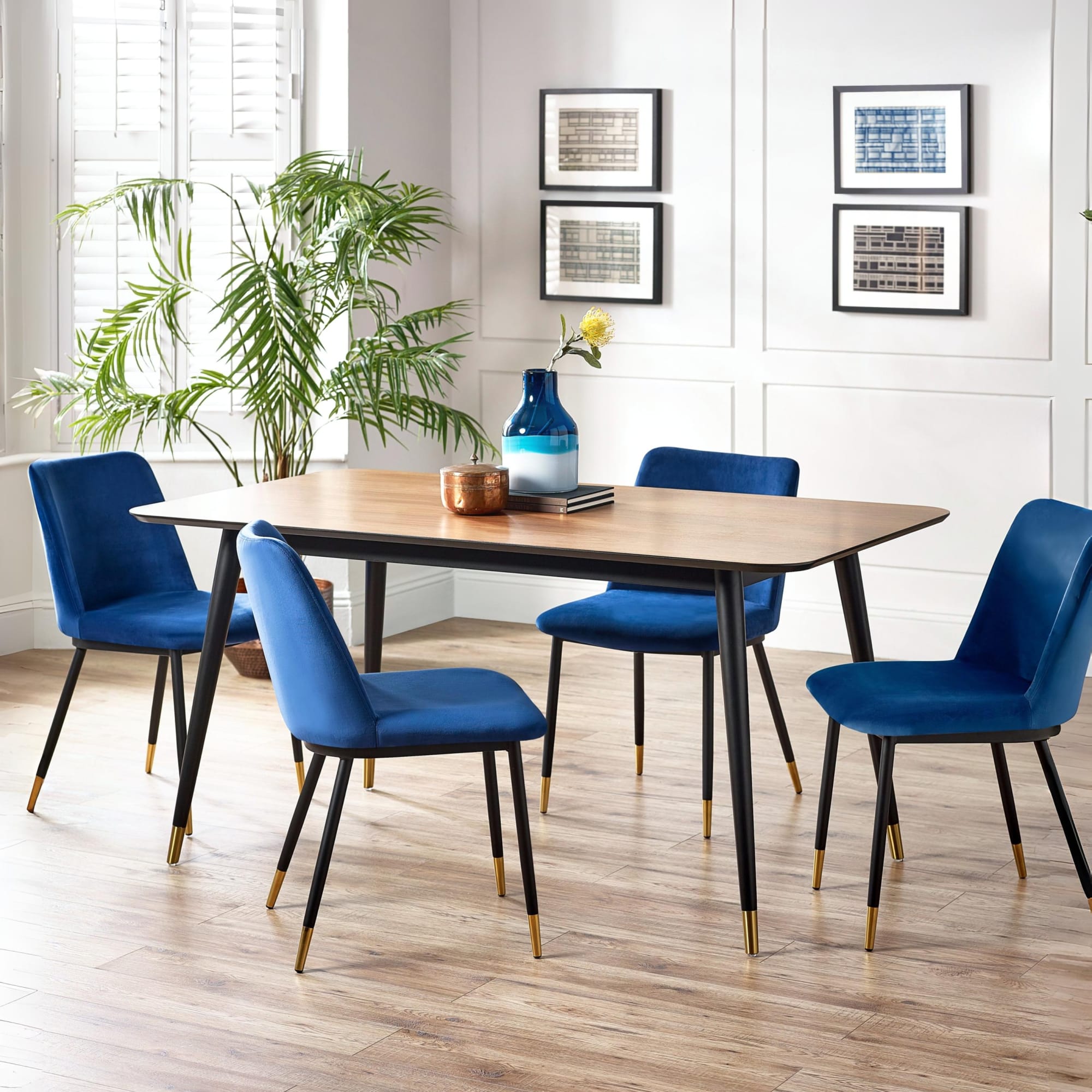 Findlay Rectangular Dining Table - Walnut & Black