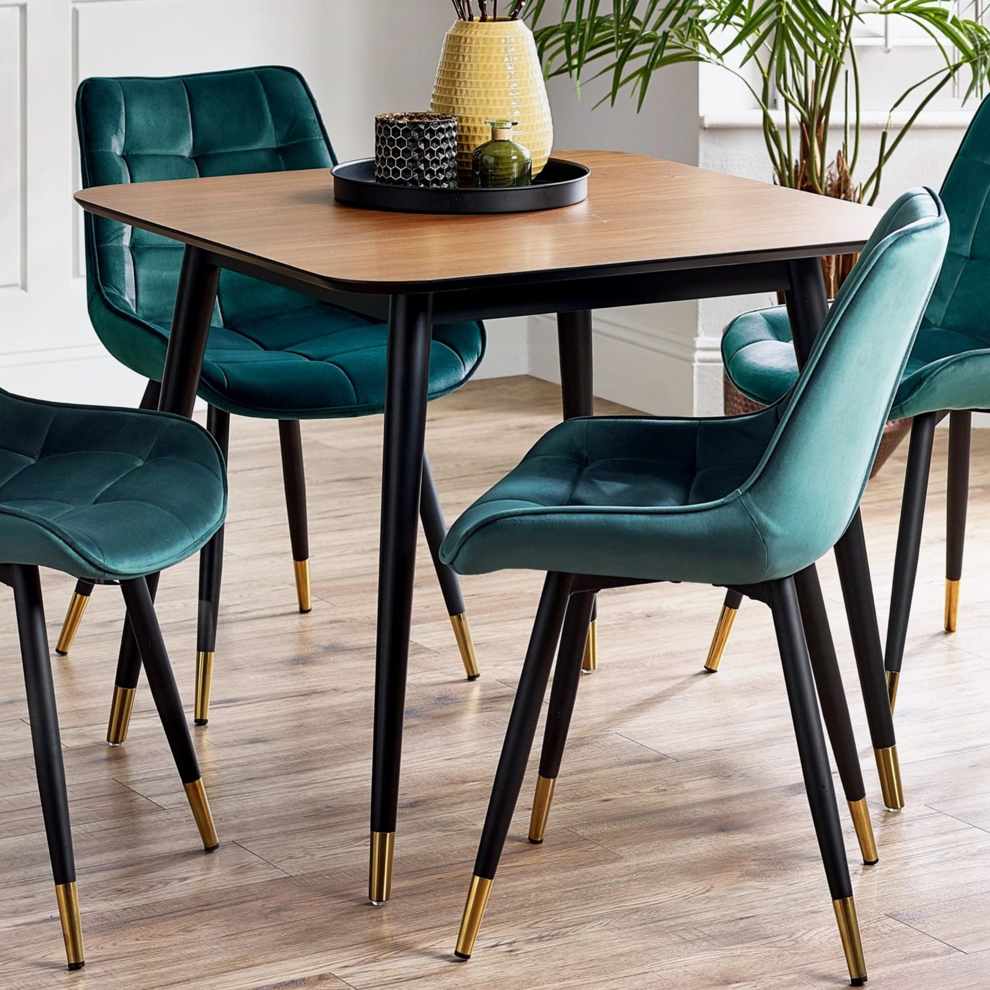 Findlay Square Dining Table - Walnut & Black