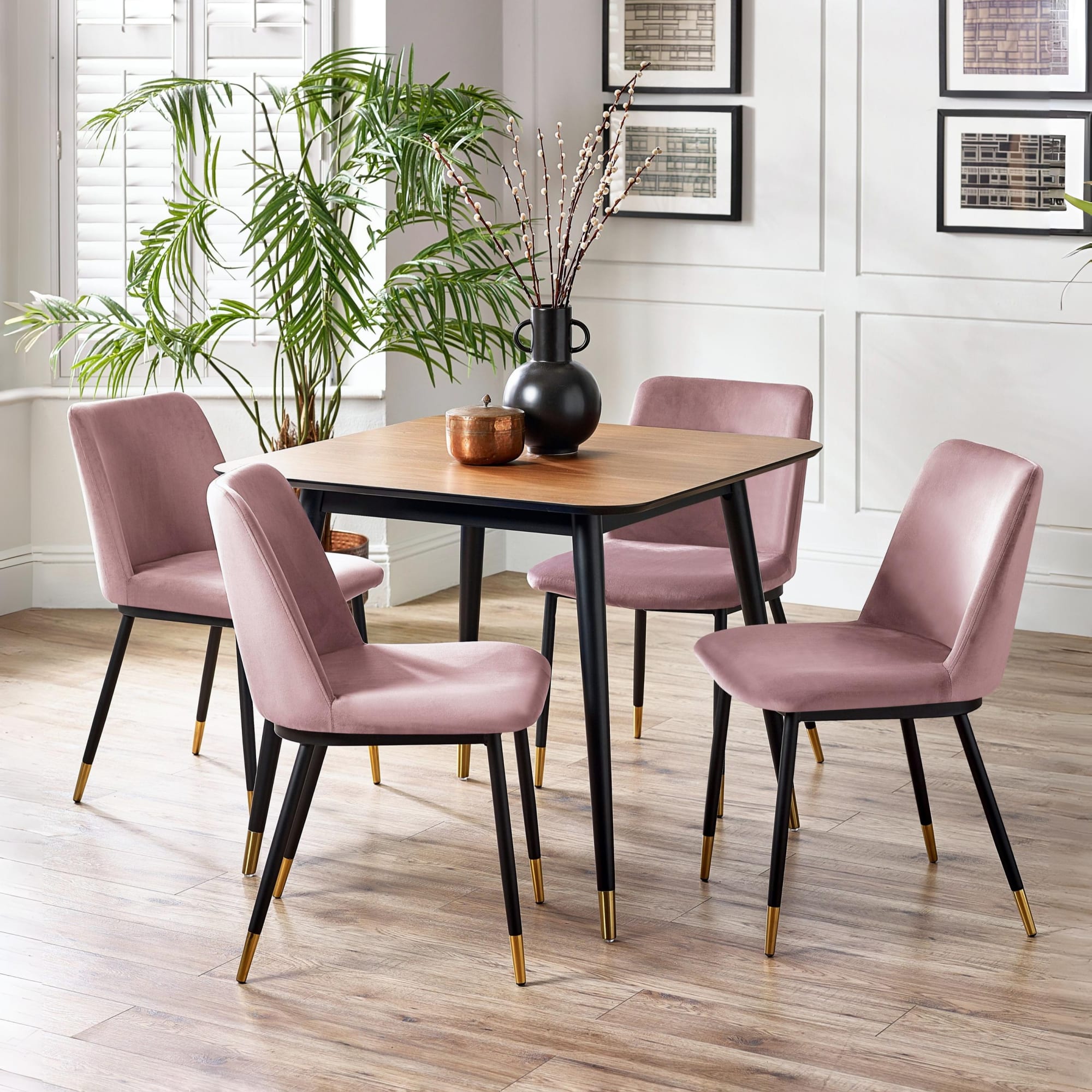 Findlay Square Dining Table - Walnut & Black
