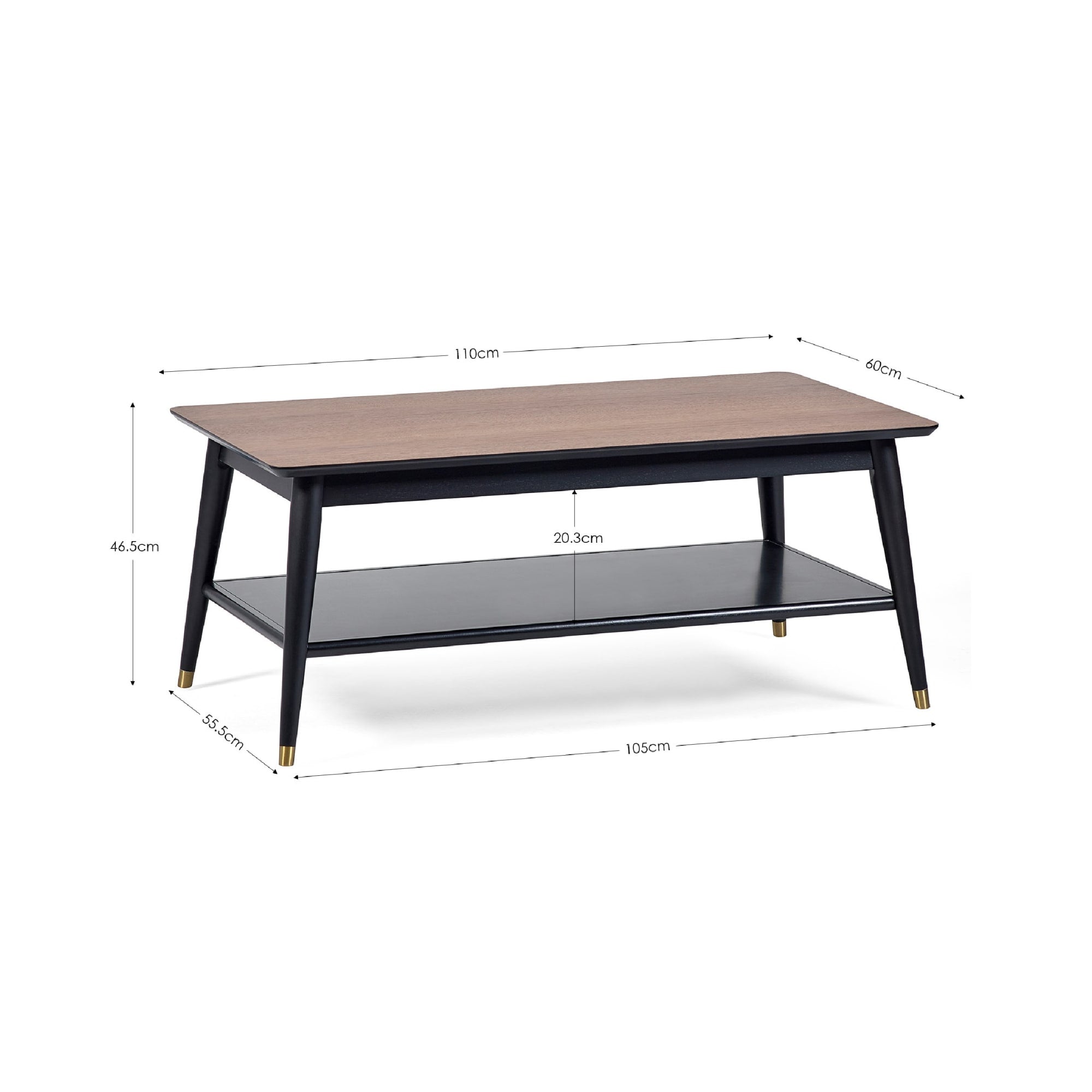 Findlay Coffee Table With Shelf - Walnut & Black
