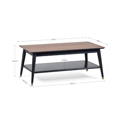 Findlay Coffee Table With Shelf - Walnut & Black