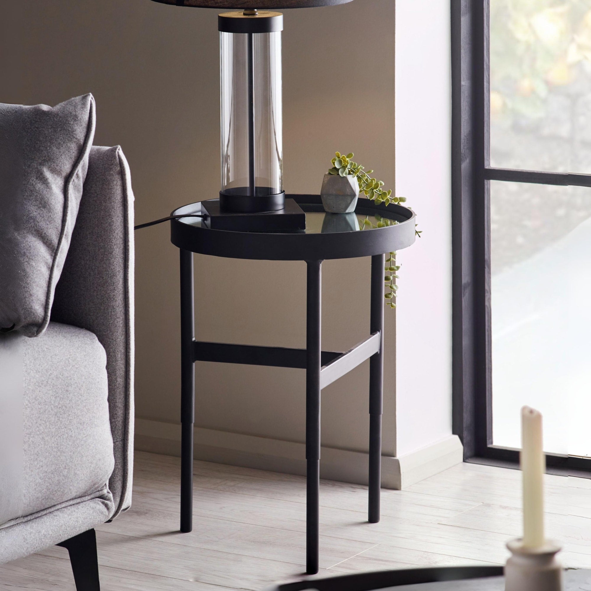 Franki Mirror Glass Lamp Table