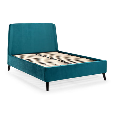 Frida Curved Velvet 135cm Double Bed - Teal