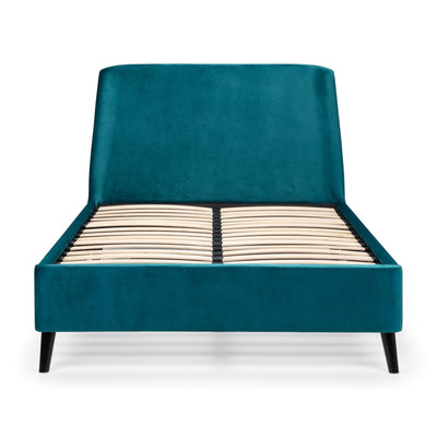 Frida Curved Velvet 135cm Double Bed - Teal