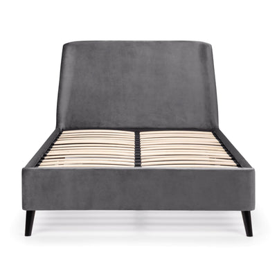 Frida Curved Velvet 135cm Double Bed - Grey