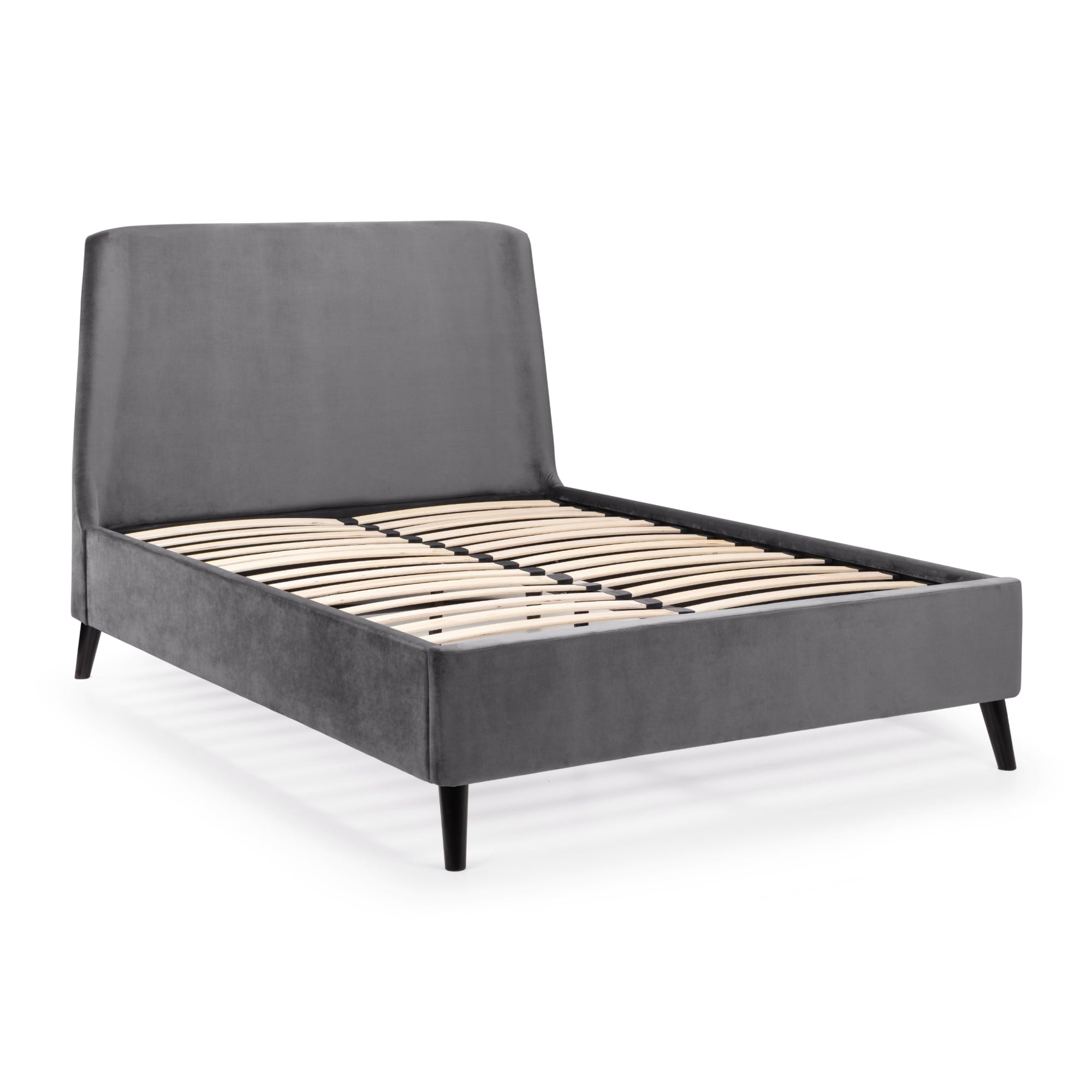 Frida Curved Velvet 150cm King Bed - Grey