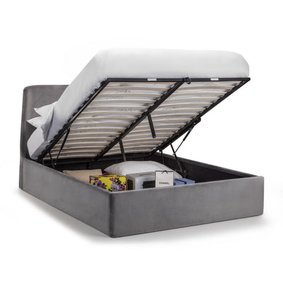 Frida Ottoman Storage 150cm King Bed - Grey
