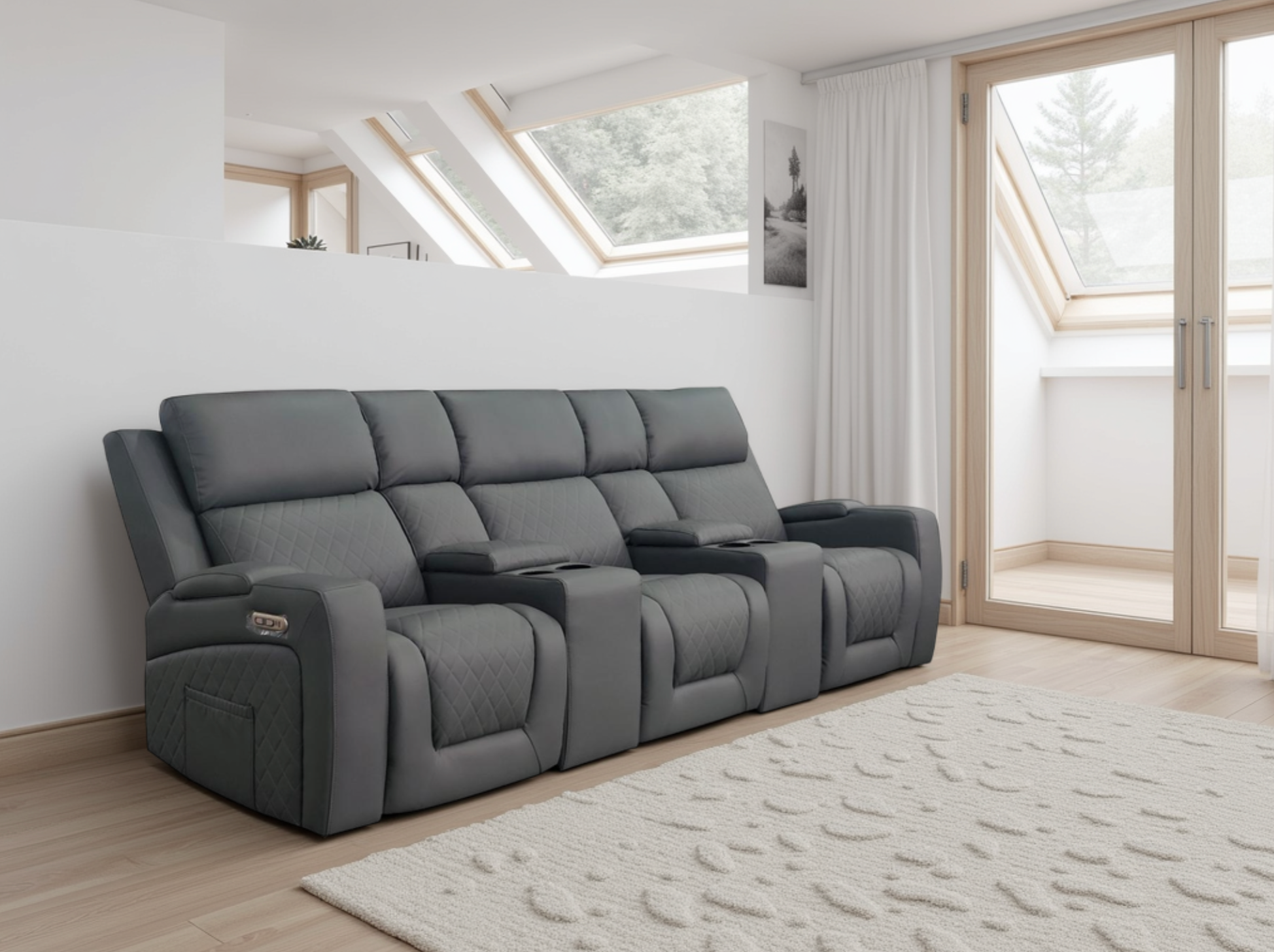 Florence Cinema Sofa Grey 3 Seater
