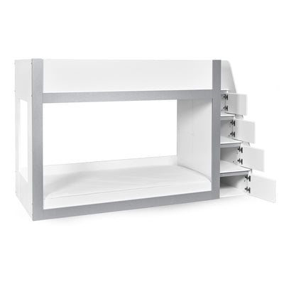 Gaia 90cm Single Bunk Bed - White and Silver