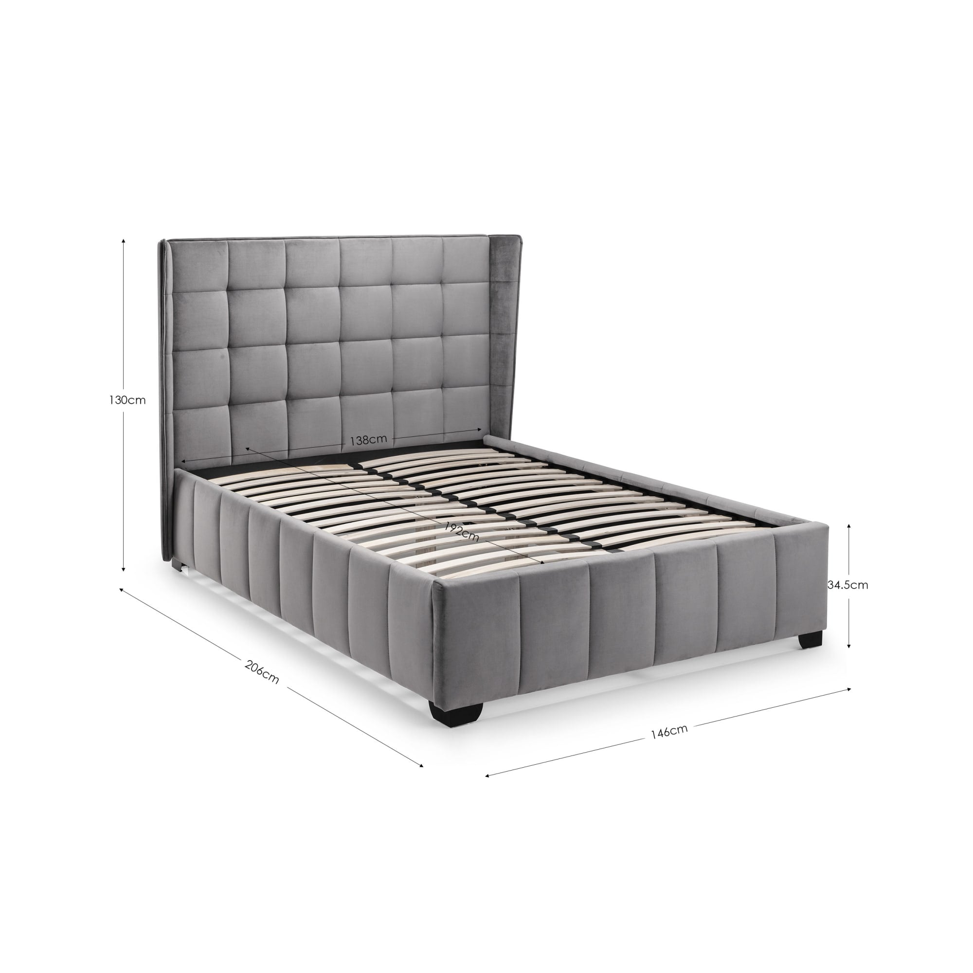 Gatsby 135cm Double Bed - Light Grey
