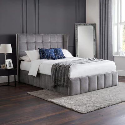 Gatsby Ottoman Storage 135cm Double Bed - Light Grey