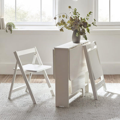 Gatan Small Gateleg Table With 2 Chairs - White