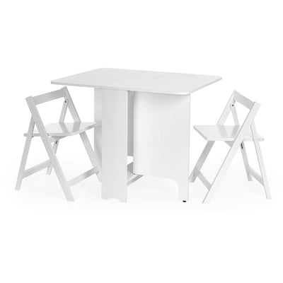 Gatan Small Gateleg Table With 2 Chairs - White