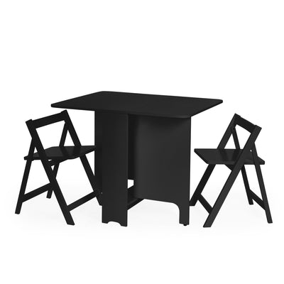 Gatan Small Gateleg Table With 2 Chairs - Black