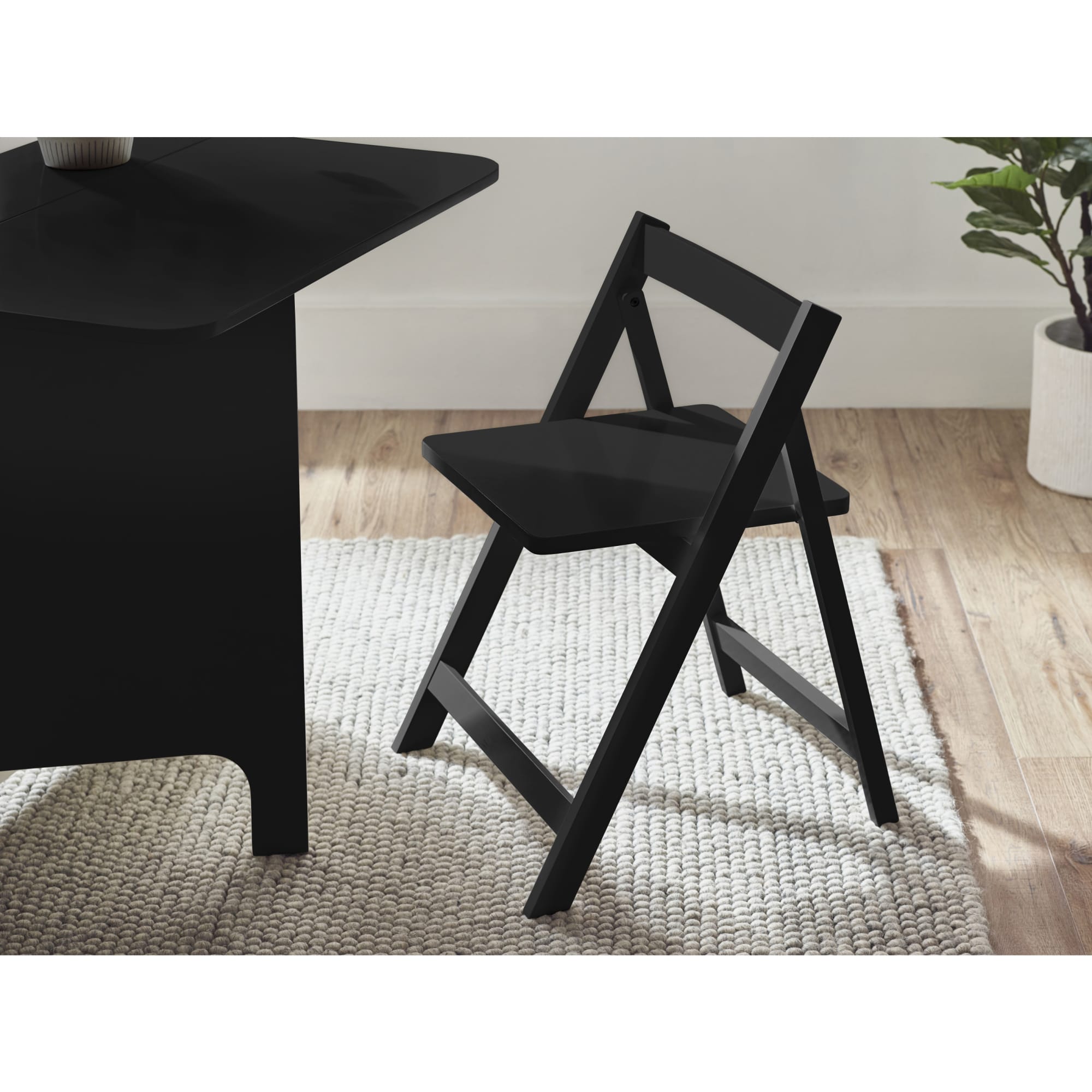 Gatan Small Gateleg Table With 2 Chairs - Black