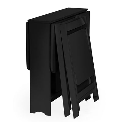 Gatan Small Gateleg Table With 2 Chairs - Black