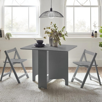 Gatan Small Gateleg Table With 2 Chairs - Grey