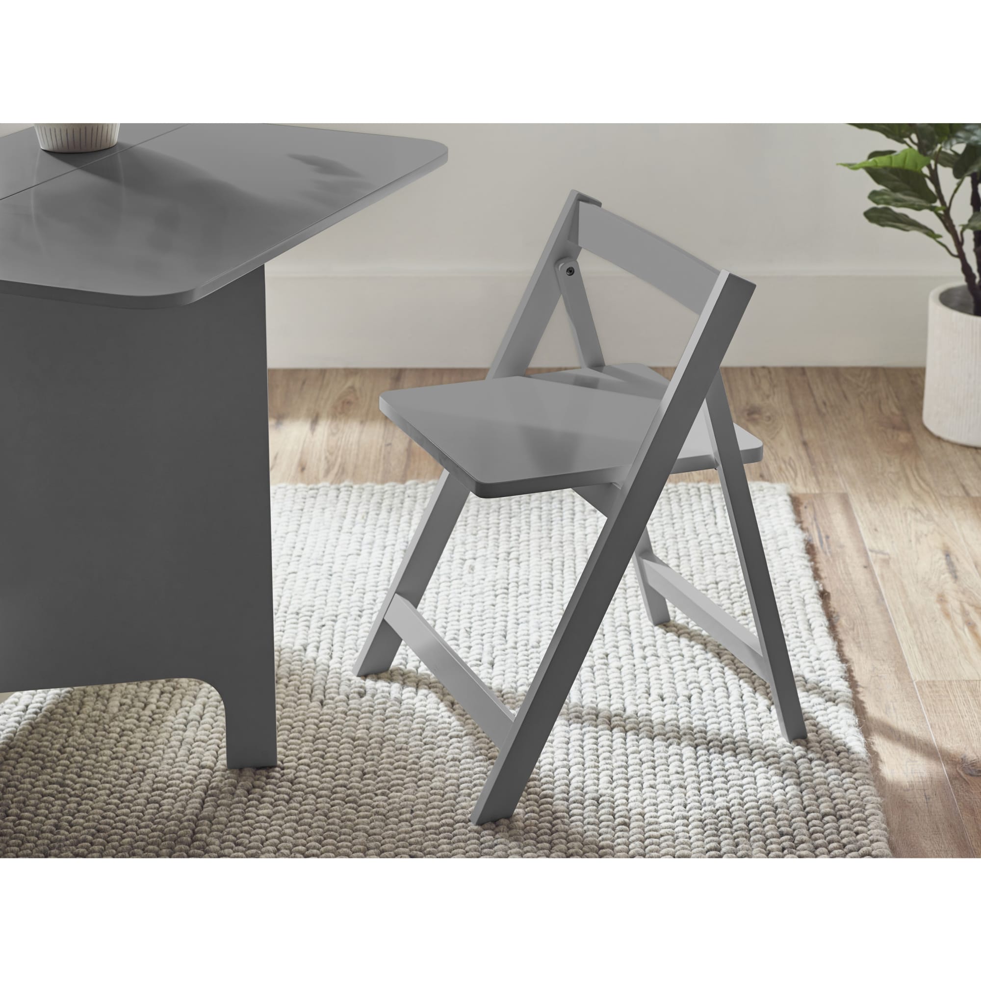 Gatan Small Gateleg Table With 2 Chairs - Grey