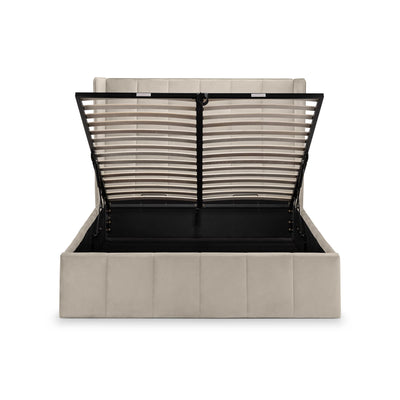 Gatsby Cream Velvet 135cm Double Ottoman Storage Bed
