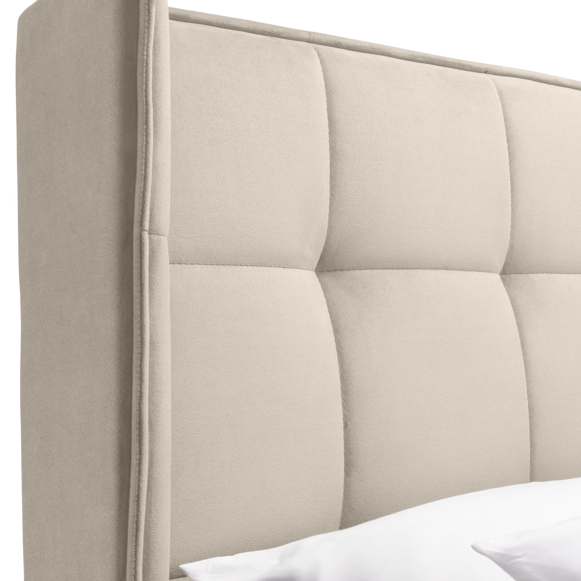 Gatsby Cream Velvet 150cm King Ottoman Storage Bed