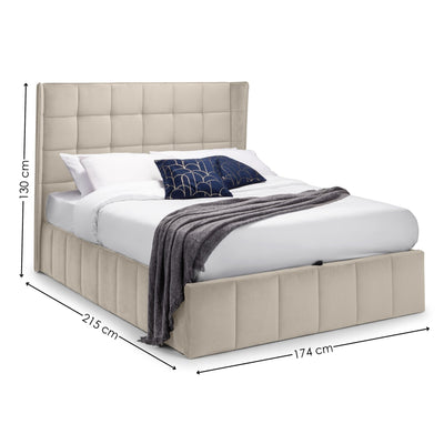 Gatsby Cream Velvet 150cm King Ottoman Storage Bed
