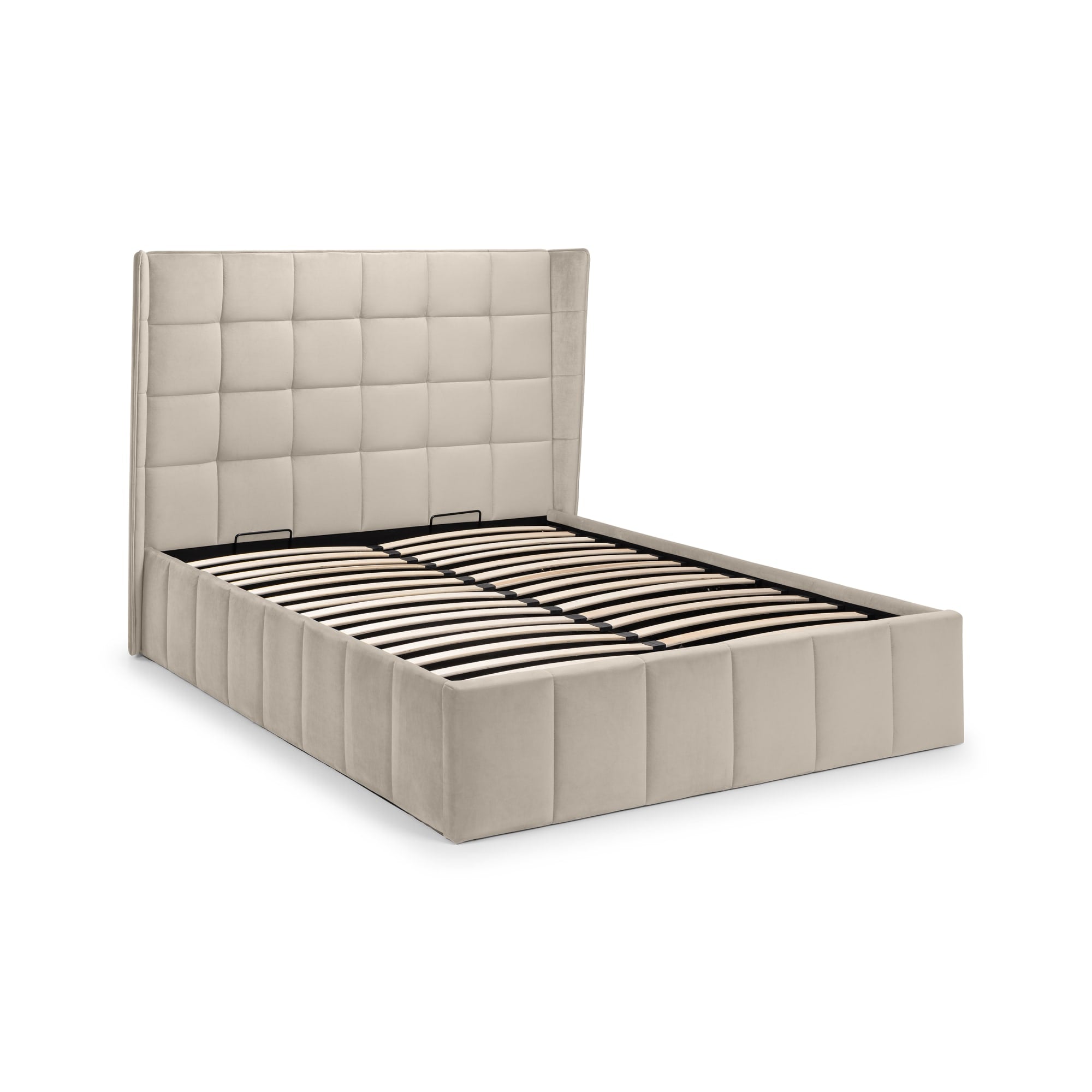 Gatsby Cream Velvet 150cm King Ottoman Storage Bed