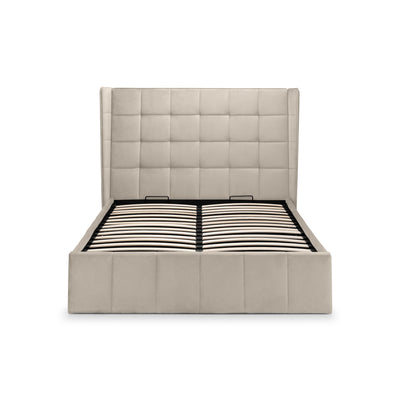 Gatsby Cream Velvet 150cm King Ottoman Storage Bed