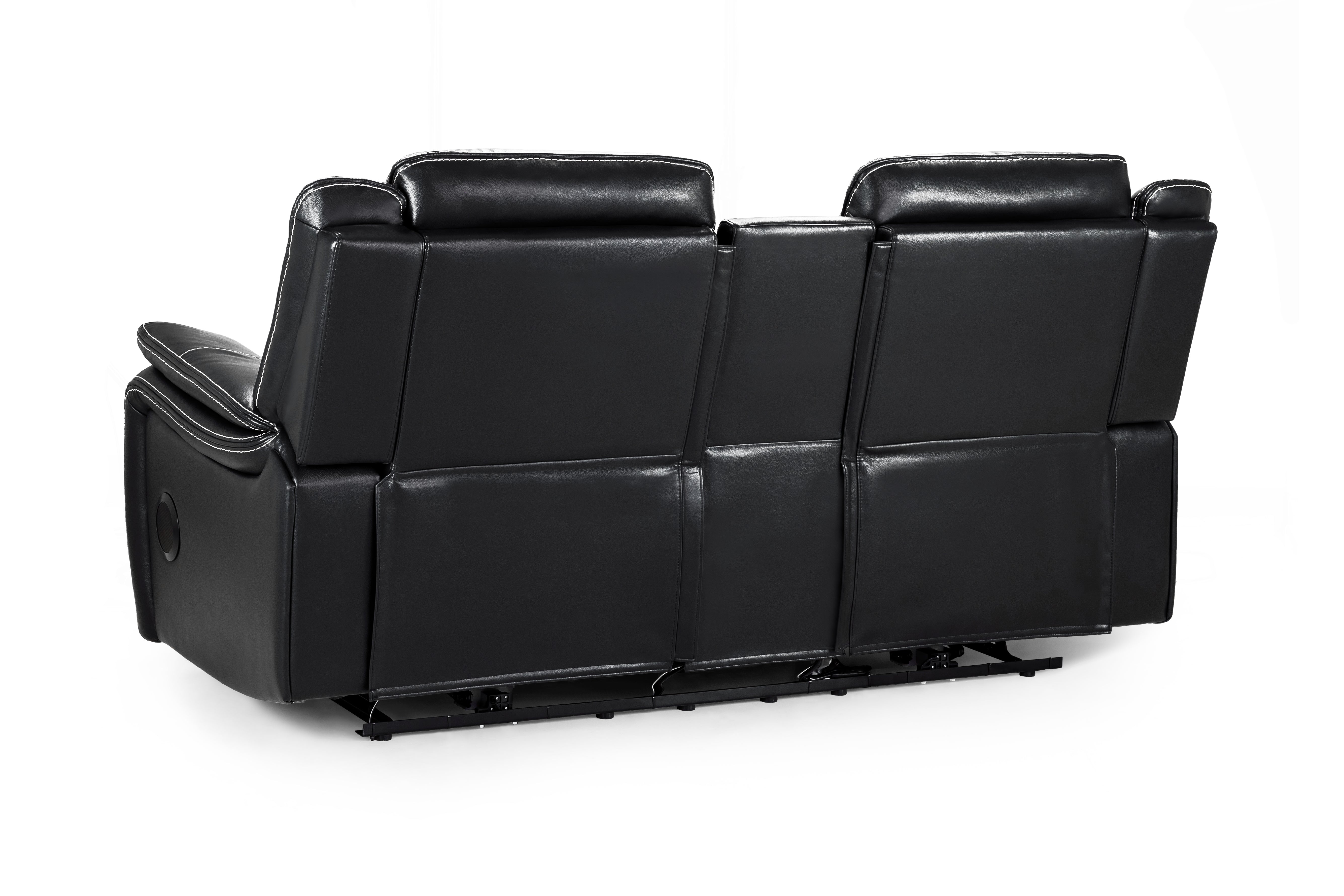 Galaxy Tech Electric Recliner 2 Seater Black Leather