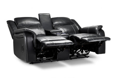 Galaxy Tech Electric Recliner 2 Seater Black Leather