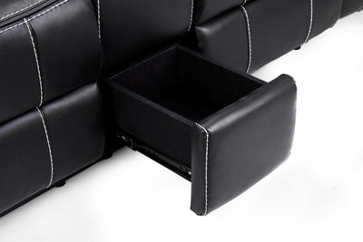 Galaxy Tech Electric Recliner 2 Seater Black Leather