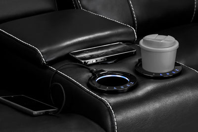 Galaxy Tech Electric Recliner 2 Seater Black Leather
