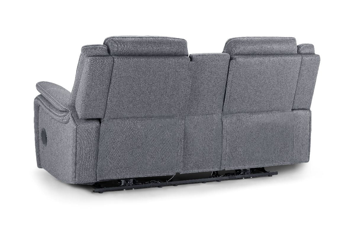Galaxy Tech Electric Recliner 2 Seater Grey Fabric