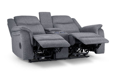 Galaxy Tech Electric Recliner 2 Seater Grey Fabric