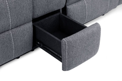 Galaxy Tech Electric Recliner 2 Seater Grey Fabric