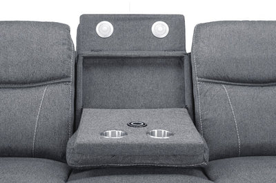 Galaxy Tech Electric Recliner 3 Seater Grey Fabric