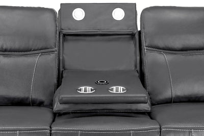 Galaxy Tech Electric Recliner 3 Seater Grey Leather