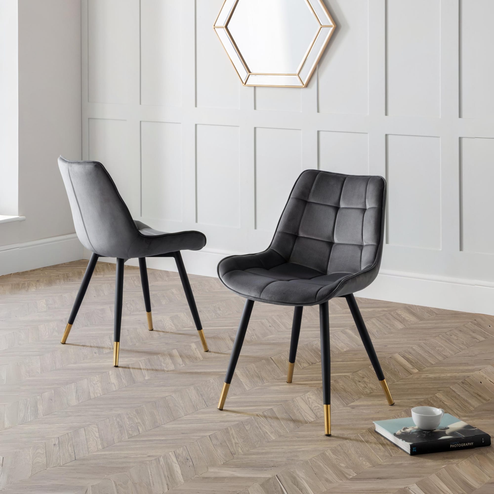 Set Of 2 Hadid Dining Chairs - Grey