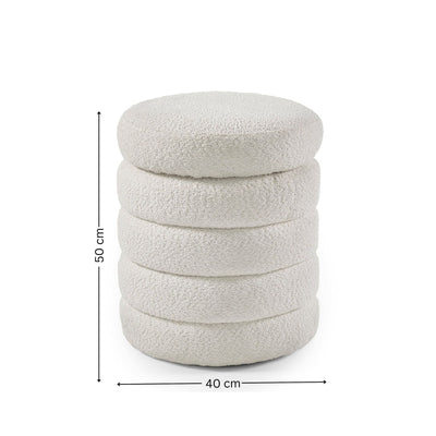 Hailey Ivory Boucl�� Upholstered 40cm Storage Stool
