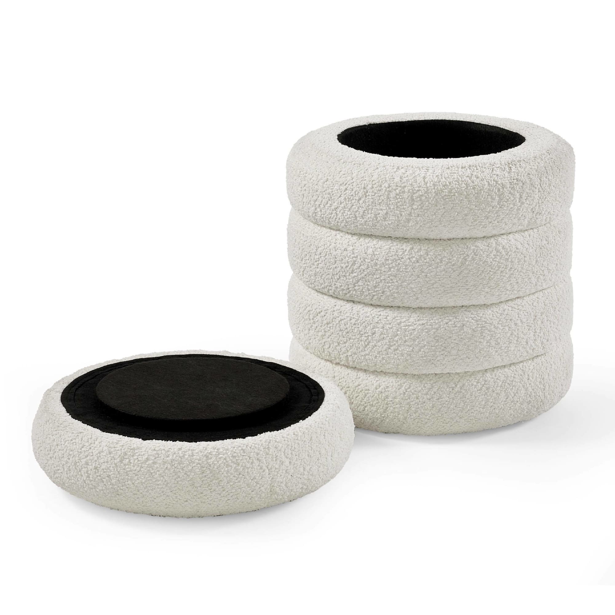 Hailey Ivory Boucl�� Upholstered 40cm Storage Stool
