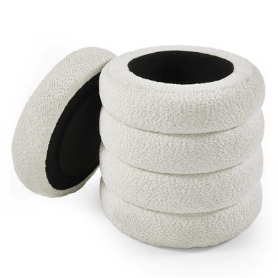 Hailey Ivory Boucl�� Upholstered 40cm Storage Stool
