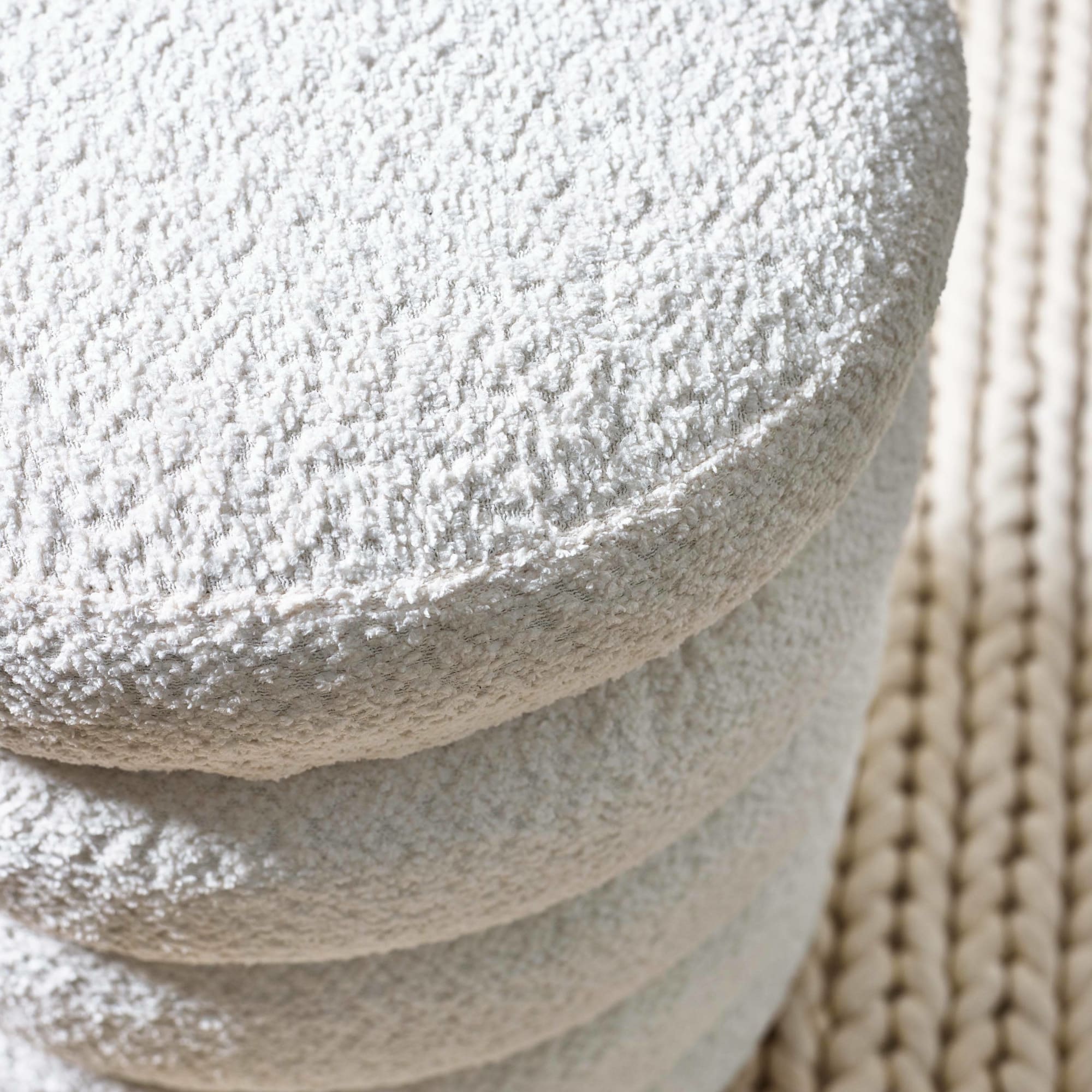 Hailey Ivory Boucl�� Upholstered 40cm Storage Stool
