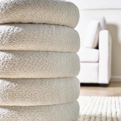 Hailey Ivory Boucl�� Upholstered 40cm Storage Stool