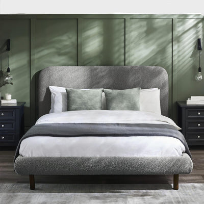 Hannah Double Bed 135Cm - Grey Boucle