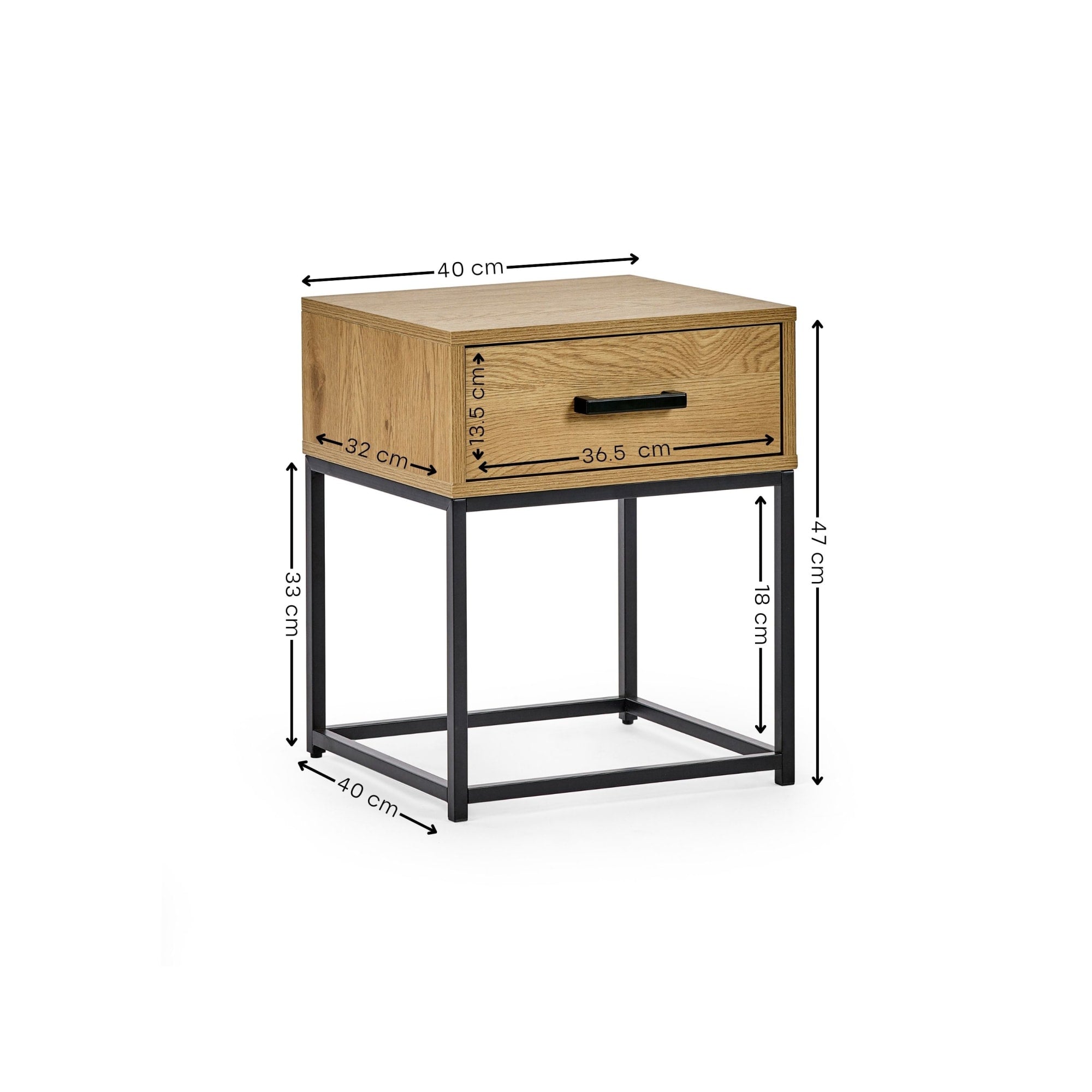 Harlow Light Oak Effect 1 Drawer Bedside Table