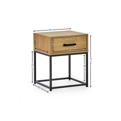 Harlow Light Oak Effect 1 Drawer Bedside Table