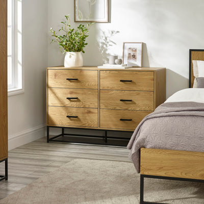 Harlow Light Oak Effect 6 Drawer Chest