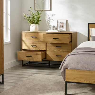 Harlow Light Oak Effect 6 Drawer Chest