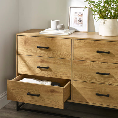 Harlow Light Oak Effect 6 Drawer Chest