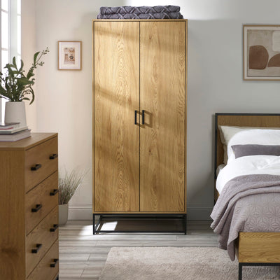 Harlow Light Oak Effect 2 Door Wardrobe